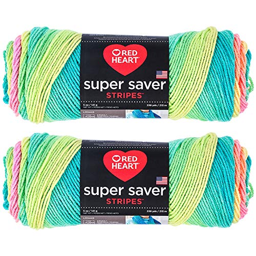 Red Heart Super Saver 2 x 142 g Retro Stripes Wolle von Red Heart Super Saver