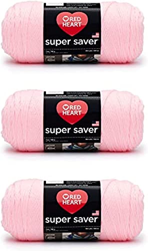 Red Heart Super Saver Baby Pink Garn – 3 Packungen mit 198 g – Acryl – 4 Medium (Kamm) – 360 Meter – Stricken/Häkeln von Red Heart