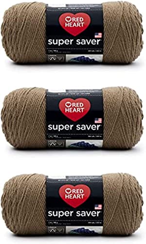 Red Heart Super Saver Café Latte Garn – 3 Packungen mit 198 g – Acryl – 4 Medium (Kamm) – 360 Meter – Stricken/Häkeln von Red Heart