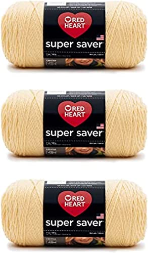 Red Heart Super Saver Cornmeal Garn – 3 Packungen mit 198 g – Acryl – 4 Medium (Kamm) – 360 Meter – Stricken/Häkeln von Red Heart