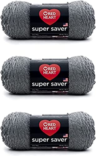 Red Heart Super Saver Garn, 3er-Pack, Grey Heather 3 Stück Red Heart Super Saver Garn, 3er-Pack, Grey Heather 3 Stück von Red Heart