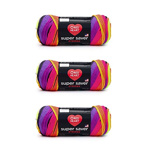 Red Heart Super Saver Garn, 3er-Pack, Helle Streifen Red Heart Super Saver Garn, 3er-Pack, Helle Streifen von Red Heart