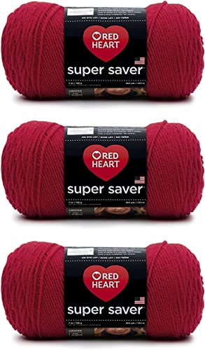 Red Heart Super Saver Garn, 3er-Pack, Kirschrot, 3 Stück von Red Heart
