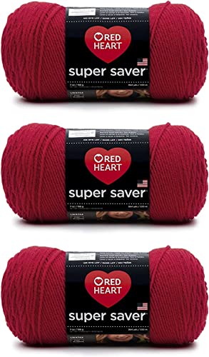 Red Heart Super Saver Garn, 3er-Pack, Kirschrot, 3 Stück Red Heart Super Saver Garn, 3er-Pack, Kirschrot, 3 Stück von Red Heart