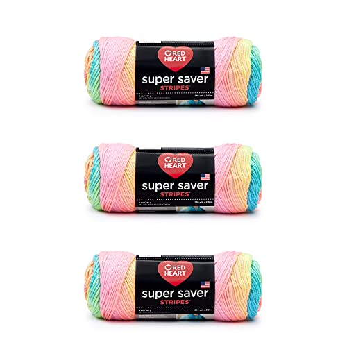 Red Heart Super Saver Garn, 3er-Pack, Retro-Streifen Red Heart Super Saver Garn, 3er-Pack, Retro-Streifen von Red Heart