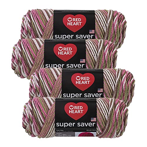 Red Heart Super Saver Garn, 4er-Pack mit 142 g Knäuel, Pink Camo von Red Heart