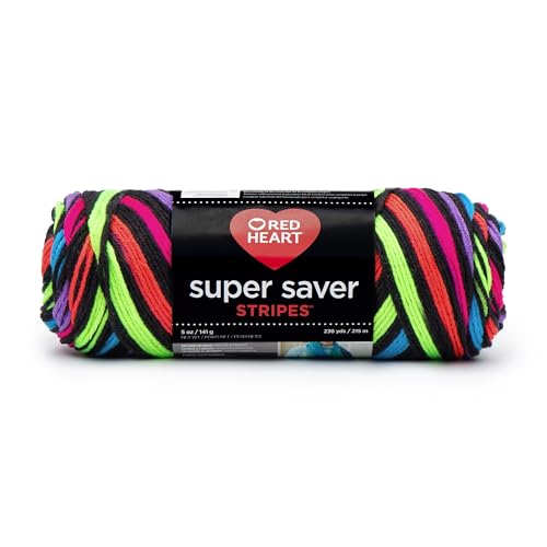 Red Heart Super Saver Garn E300.3957 Stripes, Acryl, Streifen – Neon, 11.67 x 27.4 x 11.67 cm, 215 von Red Heart