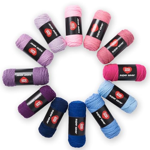 Red Heart Super Saver Garn Super Craft Kit Farbverläufe, mit 12 Packungen à 50 g, 4 mittelgroße Kammgarne zum Stricken und Häkeln, 12 Farben, perfekt für grobe Pullover, Decken, Amigurumi Red Heart Super Saver Garn Super Craft Kit Farbverläufe, mit 12 Packungen à 50 g, 4 mittelgroße Kammgarne zum Stricken und Häkeln, 12 Farben, perfekt für grobe Pullover, Decken, Amigurumi von Red Heart