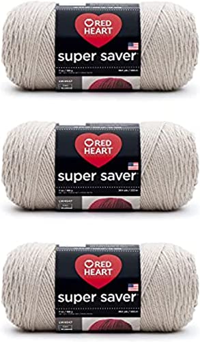 Red Heart Super Saver Haferflocken-Garn – 3 Packungen mit 198 g – Acryl – 4 Medium (Kamm) – 360 Meter – Stricken/Häkeln von Red Heart