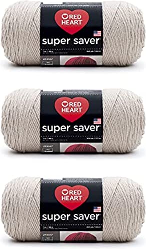 Red Heart Super Saver, 3er-Pack, 198 gr, Acryl, 4 Medium (Kammgarn), 330 m, für Stricken/Häkeln, Haferflocken-Garn von Red Heart