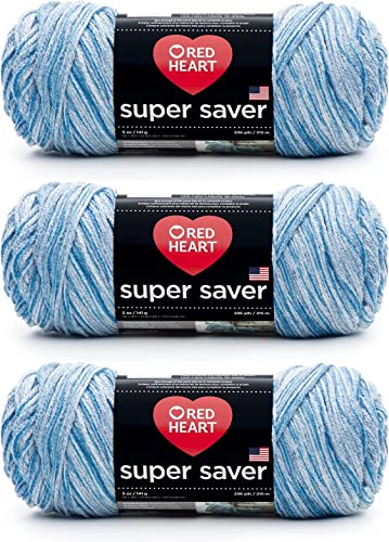 Red Heart Super Saver Lapis-Garn, 3 Packungen mit 142 g, Acryl, 4 Medium (Kammgarn) – 360 Meter – Stricken/Häkeln von Red Heart