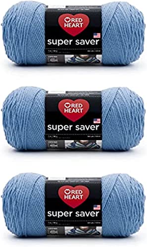 Red Heart Super Saver Light Periwinkle Garn – 3 Packungen mit 198 g – Acryl – 4 Medium (Kamm) – 360 Meter – Stricken/Häkeln von Red Heart