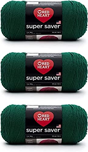 Red Heart Super Saver, 3er-Pack, 198 gr, Acryl, 4 Medium (Kammgarn), 330 m, für Stricken/Häkeln, Paddy-Green-Garn von Red Heart