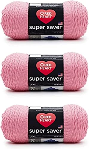 Red Heart Super Saver, 3er-Pack, 198 gr, Acryl, 4 Medium (Kammgarn), 330 m, für Stricken/Häkeln, Perfect-Pink-Garn von Red Heart