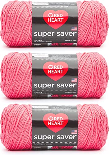 Red Heart Super Saver Persimmon Garn – 3 Packungen mit 198 g – Acryl – 4 Medium (Kammgarn) – 360 Meter – Stricken/Häkeln von Red Heart
