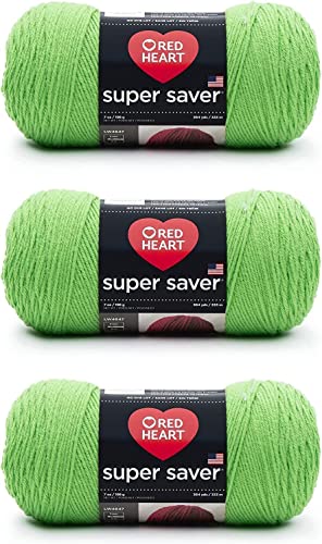 Red Heart Super Saver Spring Green Garn – 3 Packungen mit 198 g – Acryl – 4 Medium (Kammgarn) – 360 Meter – Stricken/Häkeln von Red Heart