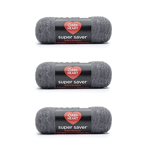 Red Heart Super Saver gebürstetes Garn, 3er-Packung, 140 g, Acryl, 4 Medium (Kammgarn), 233 Meter, Schieferton – Stricken/Häkeln von Red Heart
