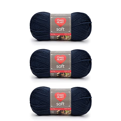 Red Heart Weiches Garn, 3er-Pack, Marineblau, 3 Stück Red Heart Weiches Garn, 3er-Pack, Marineblau, 3 Stück von Red Heart