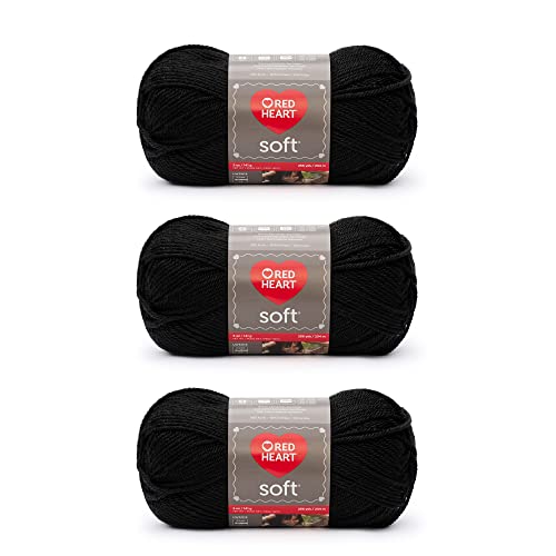 Red Heart Soft Black Garn, 3er-Pack, 141 g pro Stück, Acryl, mittlere Stärke (Worsted), 250 Meter – zum Stricken und Häkeln Red Heart Soft Black Garn, 3er-Pack, 141 g pro Stück, Acryl, mittlere Stärke (Worsted), 250 Meter – zum Stricken und Häkeln von Red Heart