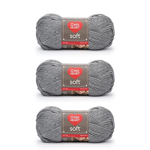 Red Heart Soft Light Gray Heather Garn, 3er-Pack, 113 g pro Stück, Acryl, mittlere Stärke (Worsted), 250 Meter – zum Stricken und Häkeln Red Heart Soft Light Gray Heather Garn, 3er-Pack, 113 g pro Stück, Acryl, mittlere Stärke (Worsted), 250 Meter – zum Stricken und Häkeln von Red Heart