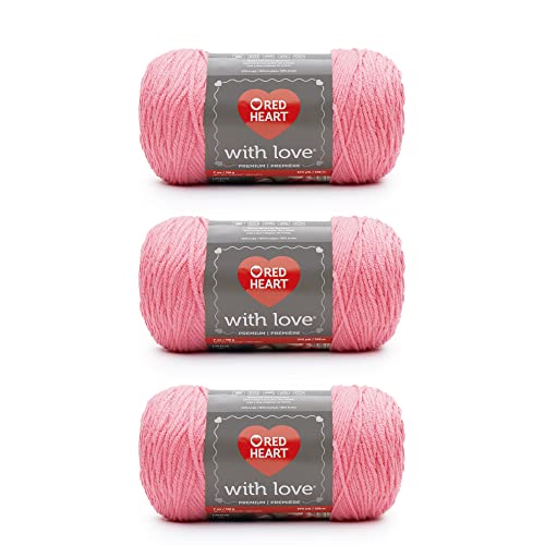 Red Heart With Love Bubblegum Garn, 3 Packungen mit 198 g, Acryl, 4 Medium (Kammgarn) – 370 Meter – Stricken/Häkeln von Red Heart