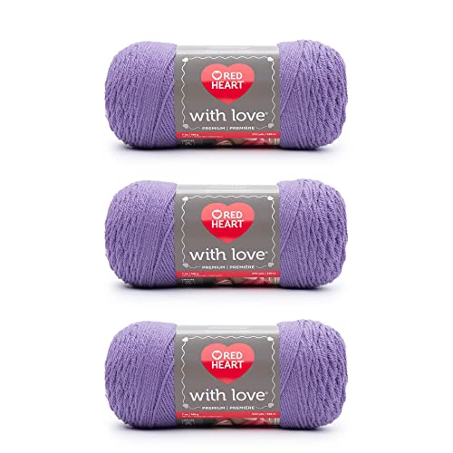 Red Heart with Love Lilac Garn – 3 Stück 198 g – Acryl – 4 Medium (Kammgarn) – 300 Meter – Stricken/Häkeln von Red Heart