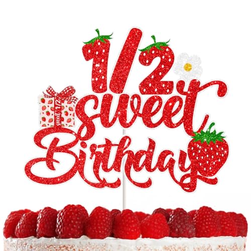 Erdbeer-Kuchendekorationen, Baby's erster Geburtstag, rot glitzernd, Partyzubehör für Jungen und Mädchen, Erdbeere, knackige Kuchendekoration, Erdbeere, Babyparty-Dekorideen Erdbeer-Kuchendekorationen, Baby's erster Geburtstag, rot glitzernd, Partyzubehör für Jungen und Mädchen, Erdbeere, knackige Kuchendekoration, Erdbeere, Babyparty-Dekorideen von RedLeLe