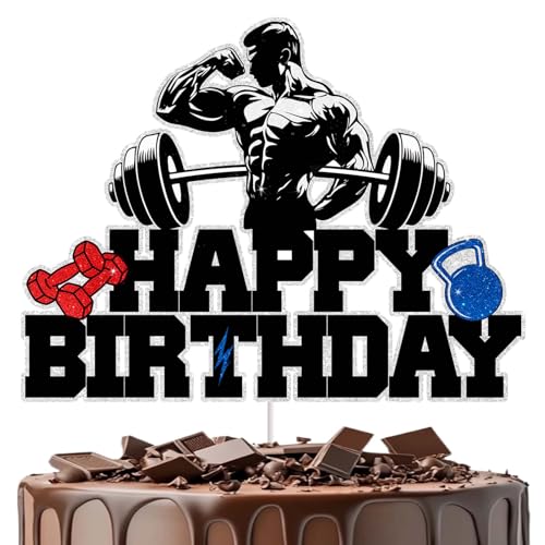 Geburtstagskuchendekorationen für Fitnessbegeisterte, perfekt für 20er, 30er, 40er Jahre, Männer und Frauen, Sportmotiv-Kuchenaufsätze, ideal für Fitnessstudio, Geburtstagsparty, Zubehör Geburtstagskuchendekorationen für Fitnessbegeisterte, perfekt für 20er, 30er, 40er Jahre, Männer und Frauen, Sportmotiv-Kuchenaufsätze, ideal für Fitnessstudio, Geburtstagsparty, Zubehör von RedLeLe