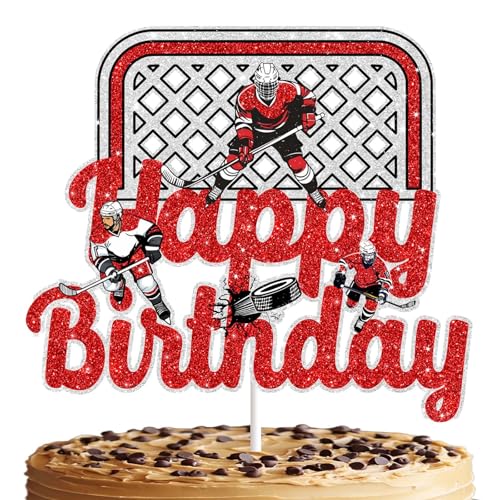 Hockey-Kuchendekorationen, doppelseitiger Glitzerkarton, perfekt für Hockey-Party-Zubehör, ideal für Hockey-Events, Motto-Geburtstage und Hockey-Sportbegeisterte Hockey-Kuchendekorationen, doppelseitiger Glitzerkarton, perfekt für Hockey-Party-Zubehör, ideal für Hockey-Events, Motto-Geburtstage und Hockey-Sportbegeisterte von RedLeLe