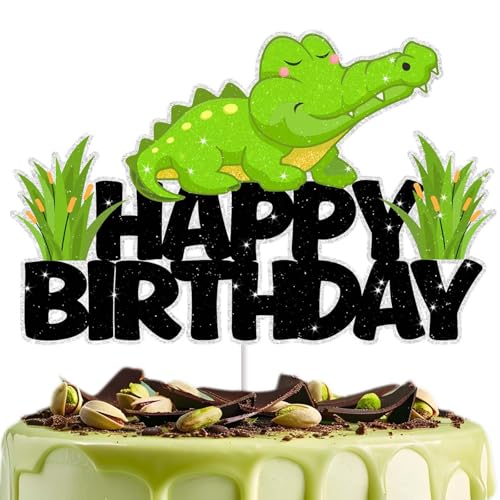 Krokodil-Kuchendekorationen, perfekt für Krokodil-Partyzubehör für Jungen, Mädchen, Neugeborene, Kleinkinder, ideal für Themengeburtstagsfeiern, lustiges und kreatives Kuchenaufsatz-Zubehör Krokodil-Kuchendekorationen, perfekt für Krokodil-Partyzubehör für Jungen, Mädchen, Neugeborene, Kleinkinder, ideal für Themengeburtstagsfeiern, lustiges und kreatives Kuchenaufsatz-Zubehör von RedLeLe