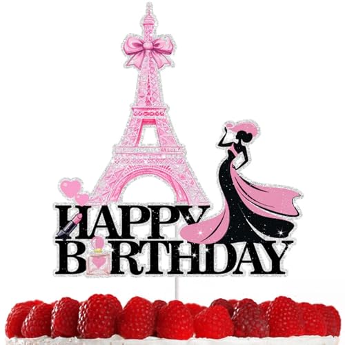 Pariser Kuchendekorationen für Jungen und Mädchen, Geburtstagsparty, Dekoration für alle Altersgruppen, 20., 30., 40., 50. besondere Anlässe, elegantes Pariser Motto-Party-Zubehör von RedLeLe
