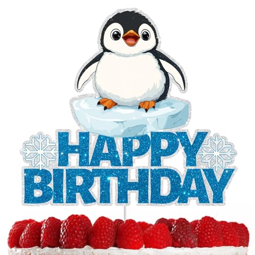 Pinguin-Kuchenaufsatz für Babytaufe und Winterpartys, doppelseitige glitzernde Pinguin-Geburtstagsdekorationen und Pinguin-Partyzubehör, perfekt für Jungen und Mädchen Pinguin-Kuchenaufsatz für Babytaufe und Winterpartys, doppelseitige glitzernde Pinguin-Geburtstagsdekorationen und Pinguin-Partyzubehör, perfekt für Jungen und Mädchen von RedLeLe