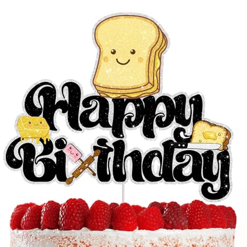 Toast Happy Birthday Cake Topper Frühstück Thema doppelseitig funkelnde Party Kuchen Dekoration für Jungen und Mädchen Toast Happy Birthday Cake Topper Frühstück Thema doppelseitig funkelnde Party Kuchen Dekoration für Jungen und Mädchen von RedLeLe