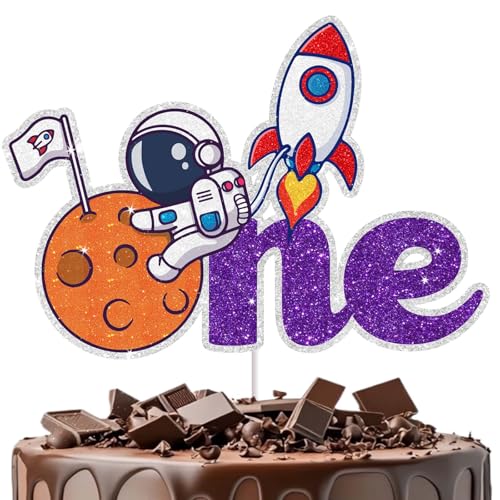 Weltraum-Kuchendekoration für 1-jährige Astronauten-Thema, ideal für Jungen und Mädchen, Baby-Tauf-Rakete-Kuchenaufsatz, Astronauten-Kuchenaufsätze, perfekt für Weltraum-Themengeburtstagsfeiern und Weltraum-Kuchendekoration für 1-jährige Astronauten-Thema, ideal für Jungen und Mädchen, Baby-Tauf-Rakete-Kuchenaufsatz, Astronauten-Kuchenaufsätze, perfekt für Weltraum-Themengeburtstagsfeiern und von RedLeLe