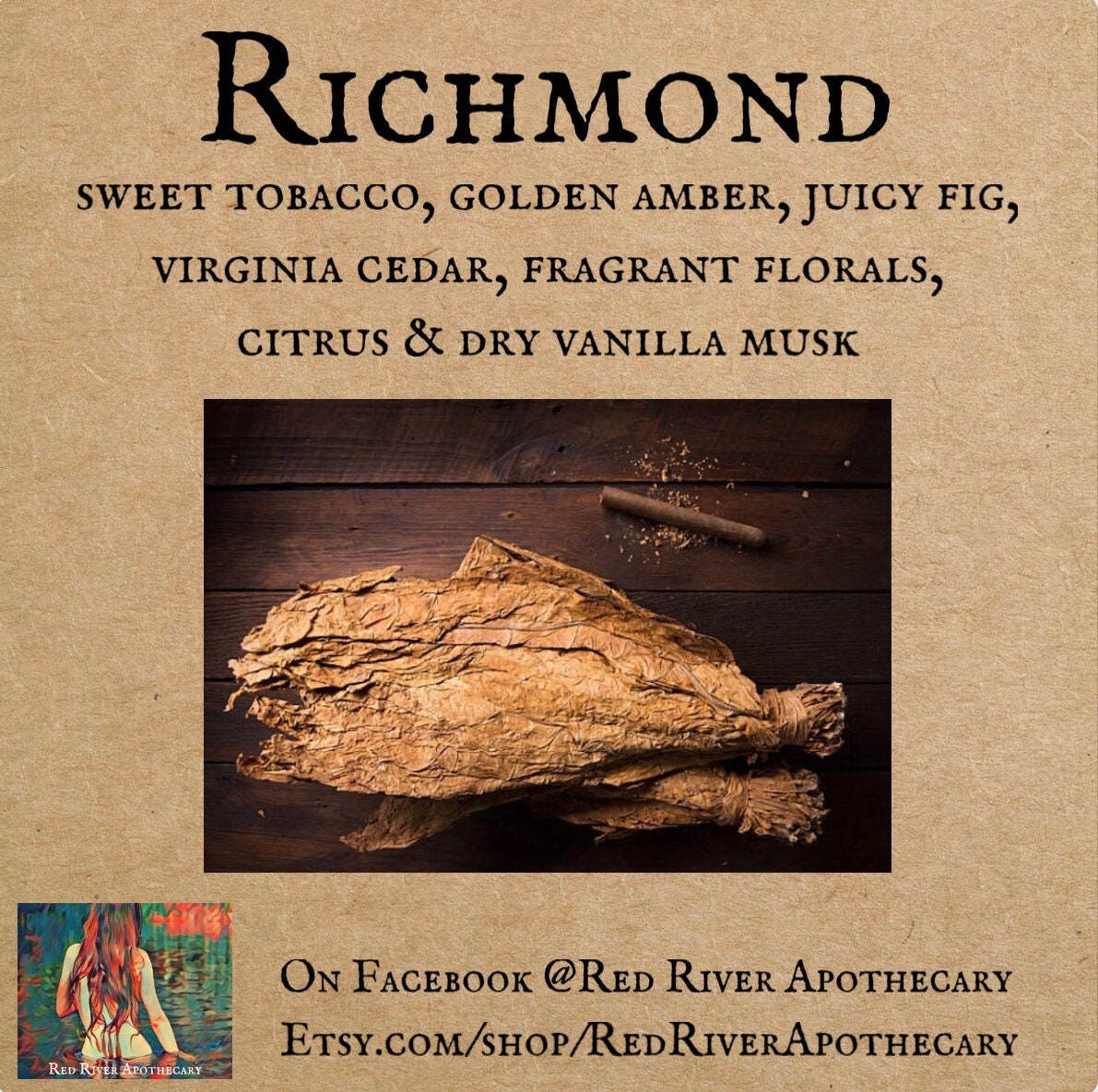 Richmond Parfümöl, Indie Perfume, Indie, Amber, Süßer Tabak, Zeder, Feige, Zitrus von RedRiverApothecary