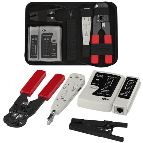 Redstar24 Netzwerk-Werkzeugset 4-in-1 – LSA Auflegewerkzeug, RJ45 Crimpzange, LAN Netzwerktester & Abisolierer | Kabeltester für RJ45, RJ11, CAT7, CAT6a & CAT6 Telefon- & Netzwerkkabelinstallation Redstar24 Netzwerk-Werkzeugset 4-in-1 – LSA Auflegewerkzeug, RJ45 Crimpzange, LAN Netzwerktester & Abisolierer | Kabeltester für RJ45, RJ11, CAT7, CAT6a & CAT6 Telefon- & Netzwerkkabelinstallation von RedStar24