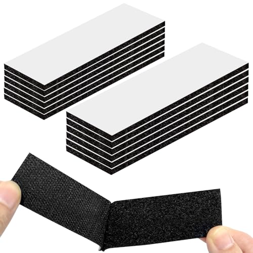 Redamancy 12 Stück Schaumstoff Klebepads, Selbstklebendes Klettband, Rechteck Klettverschluss Selbstklebend, für Zuhause, Büro, Auto, Schule (schwarz, 30mm x 100 mm) von Redamancy