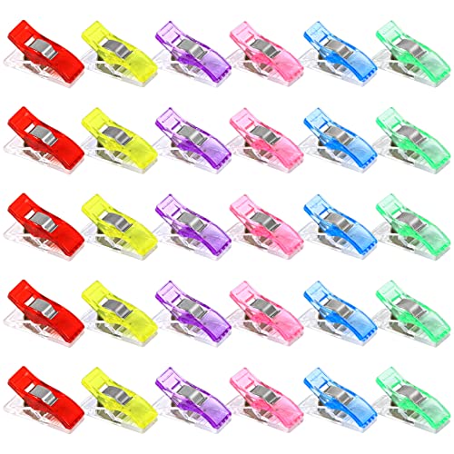Redamancy 30 Stück Nähklammern, 27 x 10 mm Nähen Clips, Nähzubehör 6 Farben für Nähen, Quilting Clips, Häkeln von Redamancy