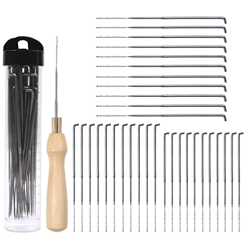 Redamancy Filznadeln Set, 35 Pcs 3 Größen Filzen Nadeln mit Filz Holzgriff Werkzeug und 1 Transparente Flasche, Filzen Starter Bausatz, Anfänger Filzstich Stanzwerkzeug von Redamancy