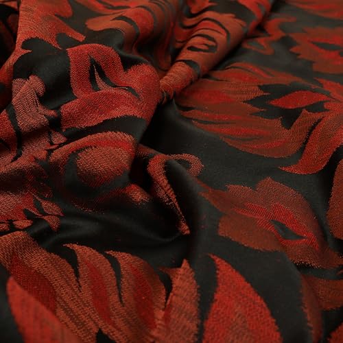 Redbrick Mill Fabrics Polsterstoff mit großem floralem Damastmuster, Vorhangstoff in Schwarz/Rot (Meterware) Redbrick Mill Fabrics Polsterstoff mit großem floralem Damastmuster, Vorhangstoff in Schwarz/Rot (Meterware) von Redbrick Mill Fabrics