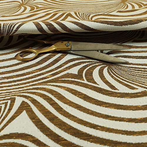 Redbrick Mill Fabrics Moderne, flippige Streifen, Zebramuster, Gelb/Weiß, leichte Möbelstoffe (Meterware) von Redbrick Mill Fabrics