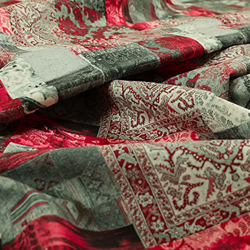 Redbrick Mill Fabrics Moderner bedruckter Polsterstoff aus Samt mit geometrischem Muster in Rot (Muster 10 x 8 cm) von Redbrick Mill Fabrics