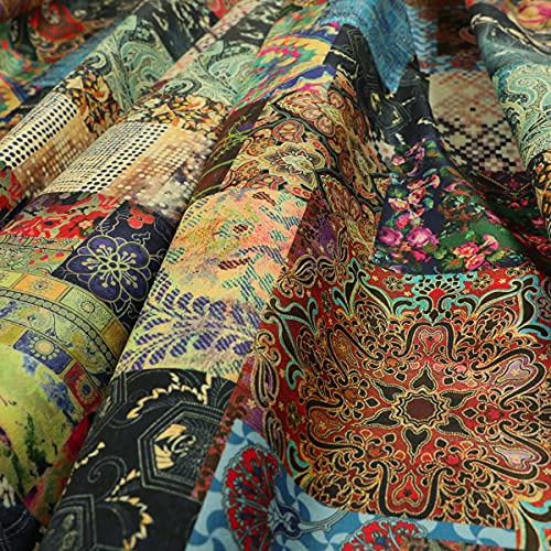 Redbrick Mill Fabrics Moderner bedruckter Samtstoff mit geometrischem Wunderland-Patchwork, mehrfarbig, für Polstermöbel (Muster 10 cm x 8 cm) von Redbrick Mill Fabrics