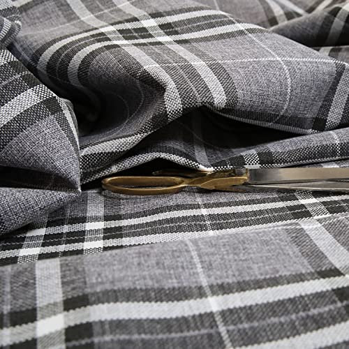 Redbrick Mill Fabrics Schottischer Schottenkaro-Möbelstoff, hochwertig, strapazierfähig, kariert, Chenille, Meterware, Hellgrau, 135 cm Breite (pro Meter) von Redbrick Mill Fabrics