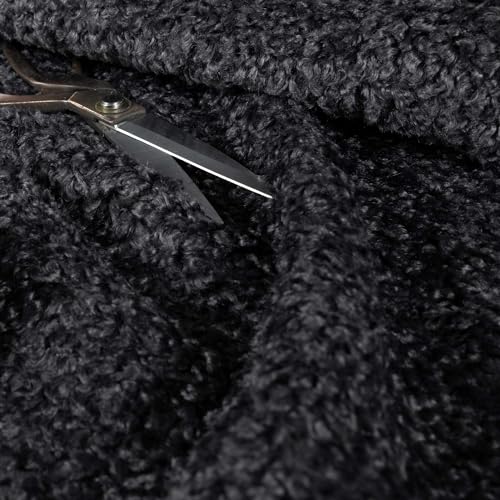 Redbrick Mill Fabrics Weicher Bouclé-Polsterstoff, flauschiger Fleece-Möbelstoff, Meterware für Vorhänge und Kissen, Schwarz, (10 cm x 8 cm, Muster) von Redbrick Mill Fabrics