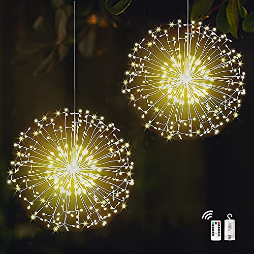Redefun Lichterkette Feuerwerk 2 Stück 198 LED Leuchtkugel Weihnachten Batteriebetrieben, 8 Modi Wasserdicht Feuerwerk Licht mit Fernbedienung Timer für Innen Außen Garten Weihnachten Deko - Warmweiß Redefun Lichterkette Feuerwerk 2 Stück 198 LED Leuchtkugel Weihnachten Batteriebetrieben, 8 Modi Wasserdicht Feuerwerk Licht mit Fernbedienung Timer für Innen Außen Garten Weihnachten Deko - Warmweiß von Redefun