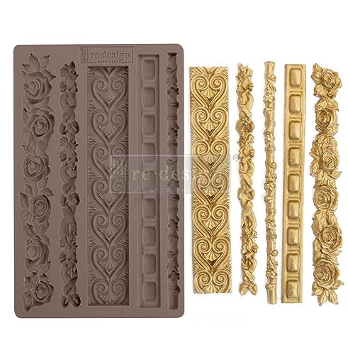 Redesign With Prima Redesign Decor Moulds 5"x8"x8mm-Elegant Borders Crafting Resin Molds for air Dry Clay DIY Projects Funiture Dresser, Chocolate,Cake,Candy,Backery,Soap,Polymer Clay,hot Glue von Redesign With Prima