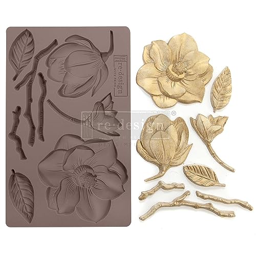 Redesign With Prima Redesign Decor Moulds-Winter Blooms 5"x8"x8mm Crafting Resin Molds for air Dry Clay DIY Projects Funiture Dresser, Chocolate,Cake,Candy,Backery,Soap,Polymer Clay,hot Glue von PRIMA MARKETING INC