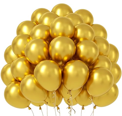 50 Gold Luftballons Naturlatex (30cm) ideal für Helium für Hochzeiten und Geburtstage von Redmarket
