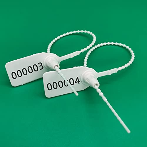 Redmol Kabelbinder aus Kunststoff, mit einzigartigem nummeriertem Etikett, für Feuerlöscher, Gepäck, Weiß, 100 Stück von Redmol